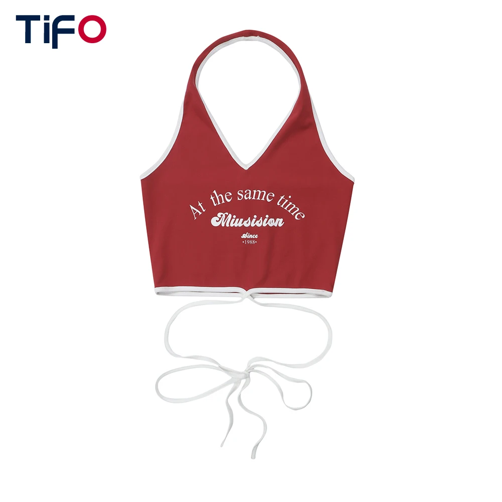 

Hotsweet Sexy Slim Tank Top Women Summer Sleeveless Crop Camis Halter Letter Tops