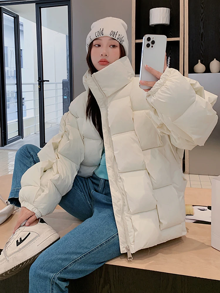 AOSSVIAO Winter Parkas for Women Autumn 2023 New Korean Fashion Oversized Coats Plaid Puffer Jacket Thicken Warm BF Outerwear