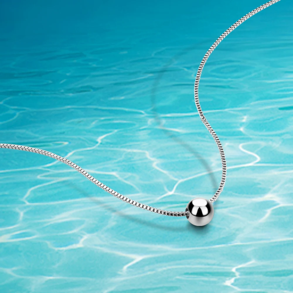 

Fashion Simple Clavicle Chain Round Bead Pendant Necklace Light Minimalism Lady Jewelry 925 Sterling Silver Necklace For Women