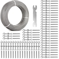 50Pcs Cable Railing Hardware Kit with 100 meter  Wire Rope 1/8" Hand Swage Threaded Stud Tension End Fitting Terminal