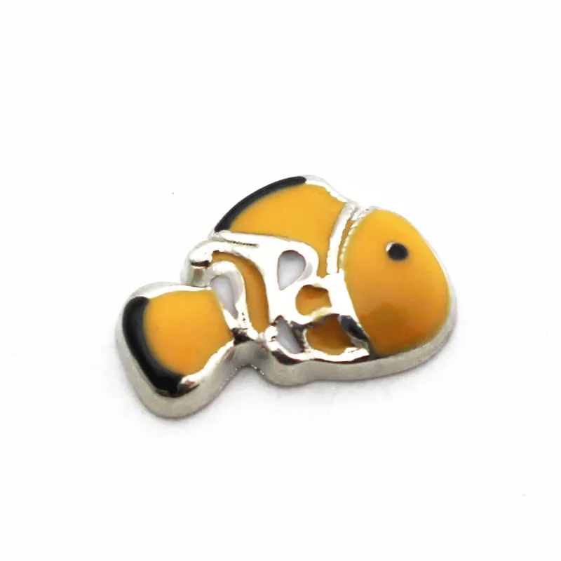 

10pcs/Lot Metal Enamel Animal Fish Floating Charms Fit DIY Glass Living Memory Locket Pendant Necklace Jewelry