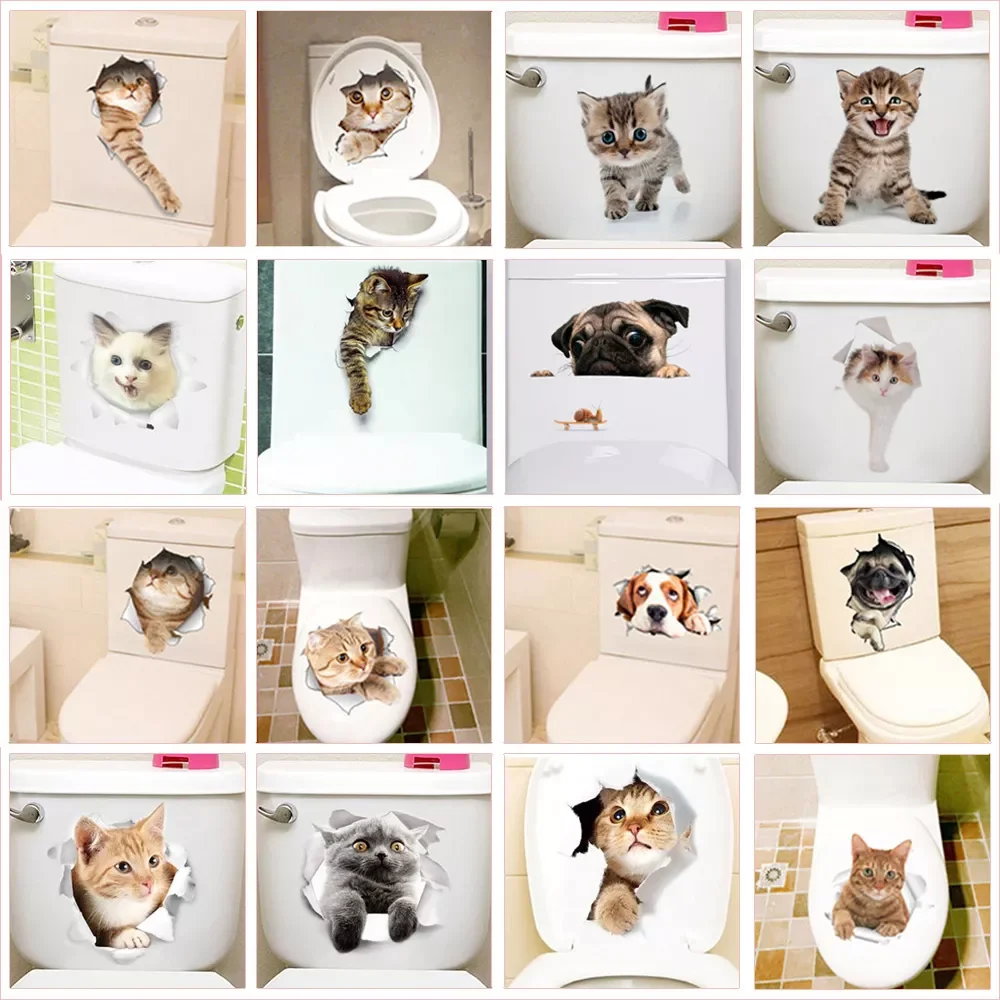 

Милый котенок, наклейки, 3d отверстия, кошка, животные, роспись, искусство, домашний декор, туалетная наклейка стена