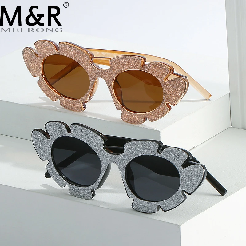 Summer flash sunglasses for women beach vintage cat-eye floral sunglasses stylish outdoor beach colored glasses