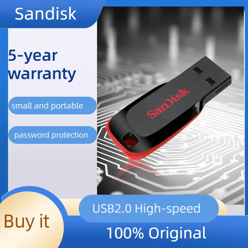 

100% Original SanDisk Cruzer Blade CZ50 USB Flash Drive 64GB 32GB 16GB Pen Drive USB 2.0 флешка USB Stick Thumb Pendrive