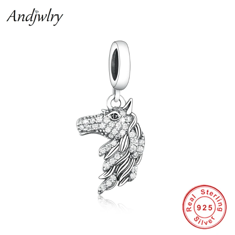 

Fit Bracelet Charms Silver 925 Original Shining Little Zircon White Horse Head Bracelet&Bangle Jewelry Berloque