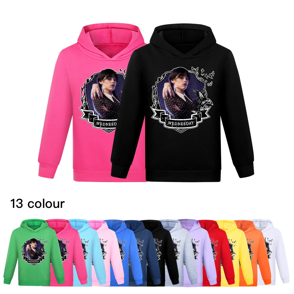

Children's Sweatshirts Wednesday Addams Kids Clothes Autumn Long Sleeve Hoodies Pullover for Toddler Girls Boys Costume Outfits