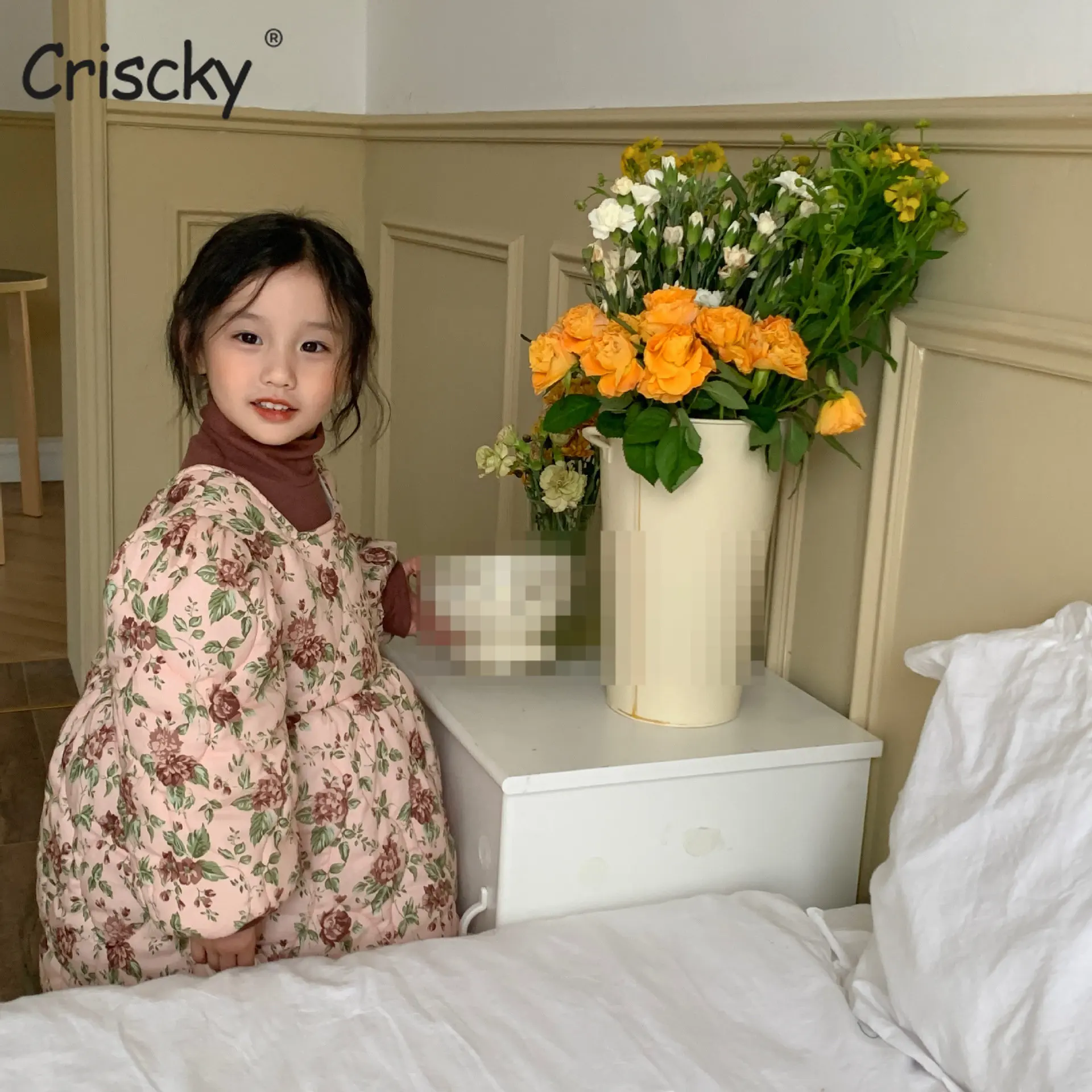 

Criscky Toddler Girls Dress Winter Long Sleeve Casual Dresses Printed Princess Dress Winter Cotton Dress Clothes for Girls