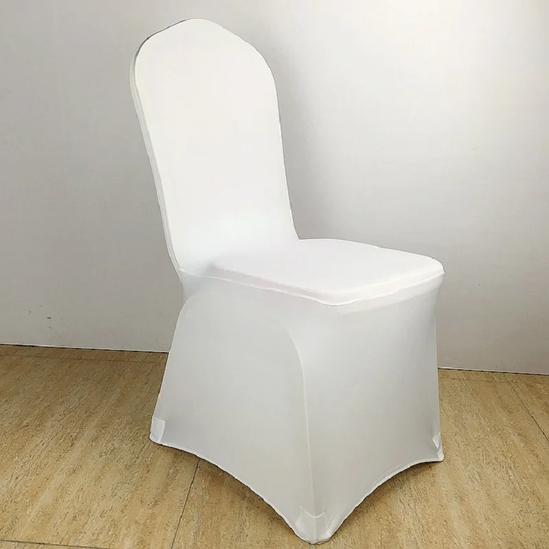 

White Colour Cheap Chair Cover Spandex Lycra Elastic Chair Cover Strong Pockets For Wedding Decoration Hotel Banquet Wholesale