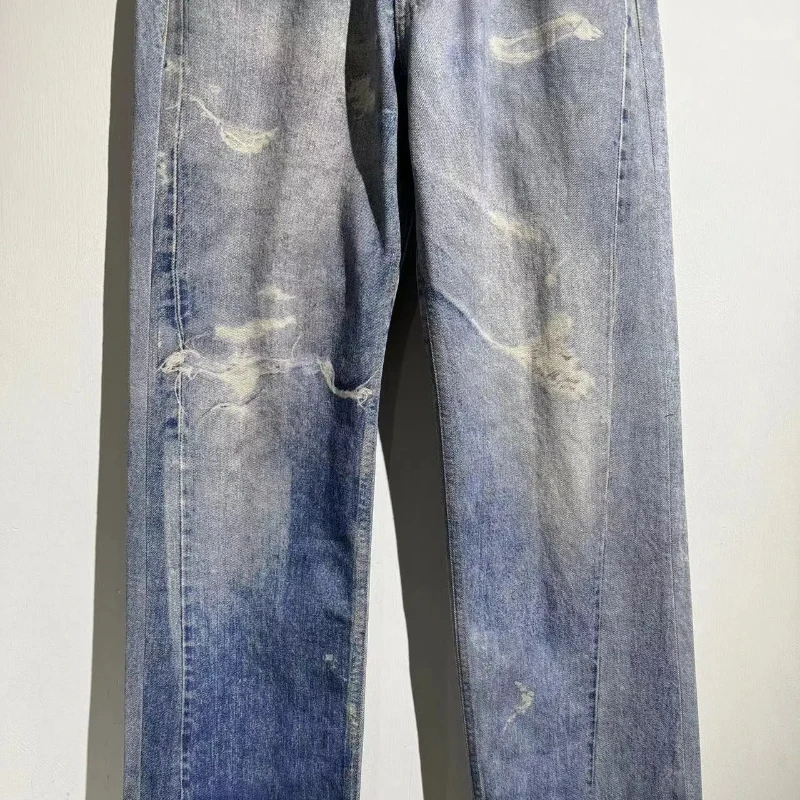 Удобные джинсовые брюки High Street Man мужские винтажные потертые джинсы мешковатые