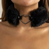 dropshipping choker necklace heart plush ladies adjustable exaggerated collar choker cosplay costume