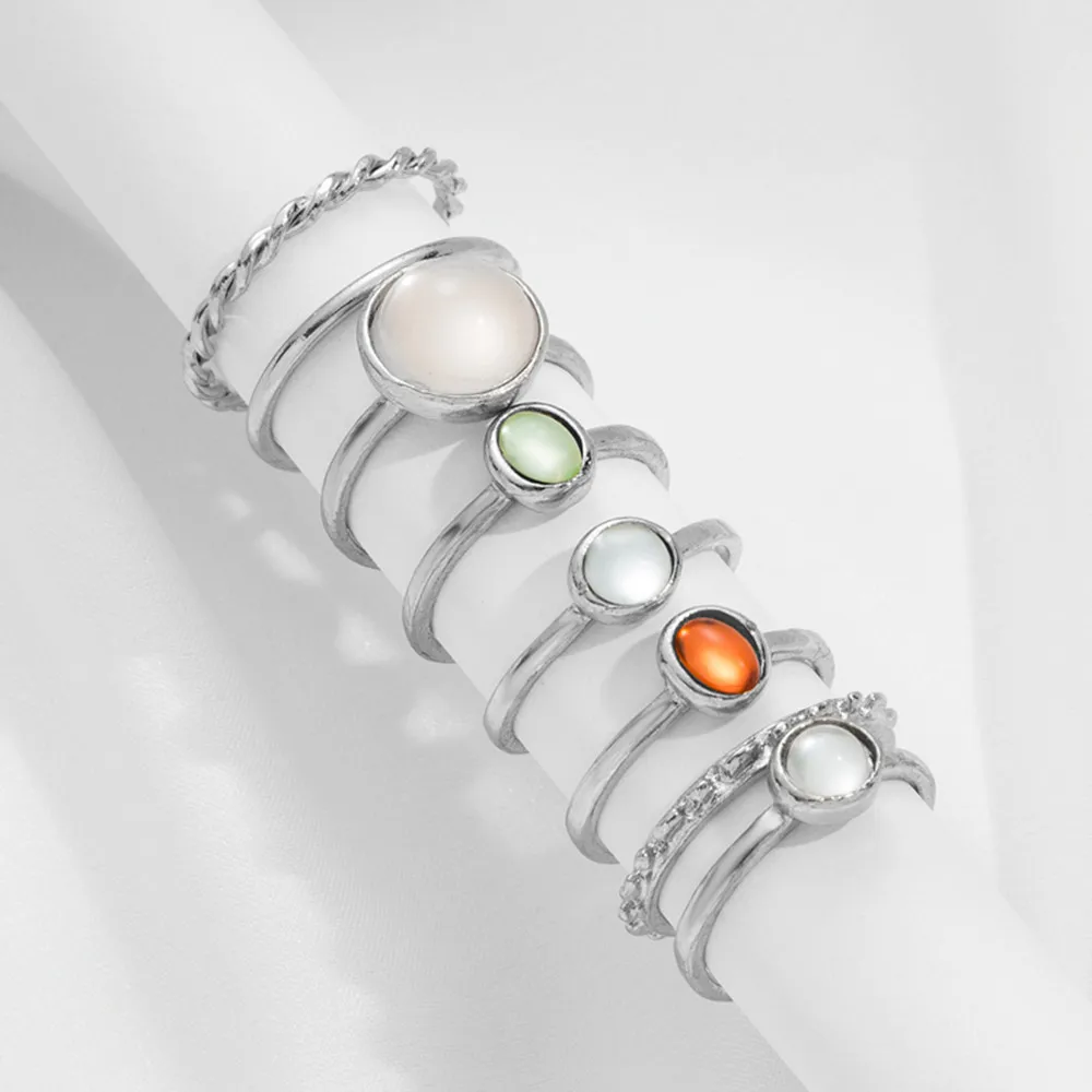 Набор колец с красочными камнями для женщин и девушек модные аксессуары в