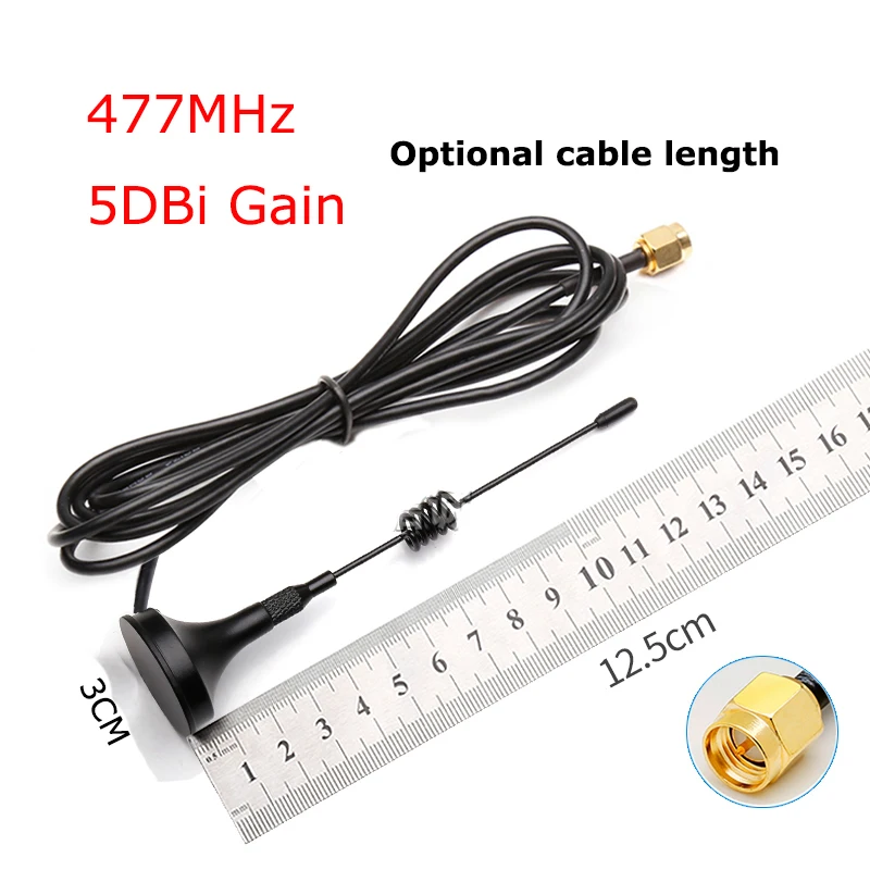 

470mhz Sucker Antenna length 12.5cm lora module wireless receiver 5DBi high gain antenna Optional cable length SMA male RG174