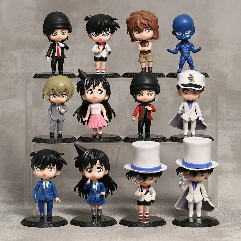 

6pcs Q Version Detective Conan Edogawa Kudou Shinichi Mouri Ran Haibara Ai KID Furuya Rei Figure Model Toys Ornaments Present