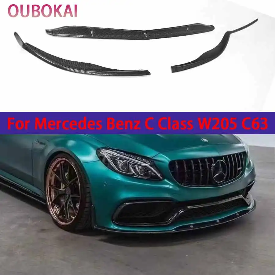Для Mercedes-Benz C-класса W205 C63: карбоновый передний сплиттер, накладка на передний бампер, диффузор, спойлер-«губа», элементы обвеса (art.: 3920dc8bda47b) - 3920dc8bda47b
