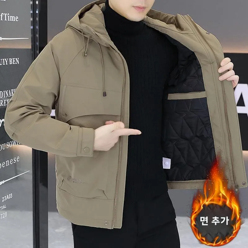Европейская версия однотонная двуххлопковая куртка толстый теплый топ модный