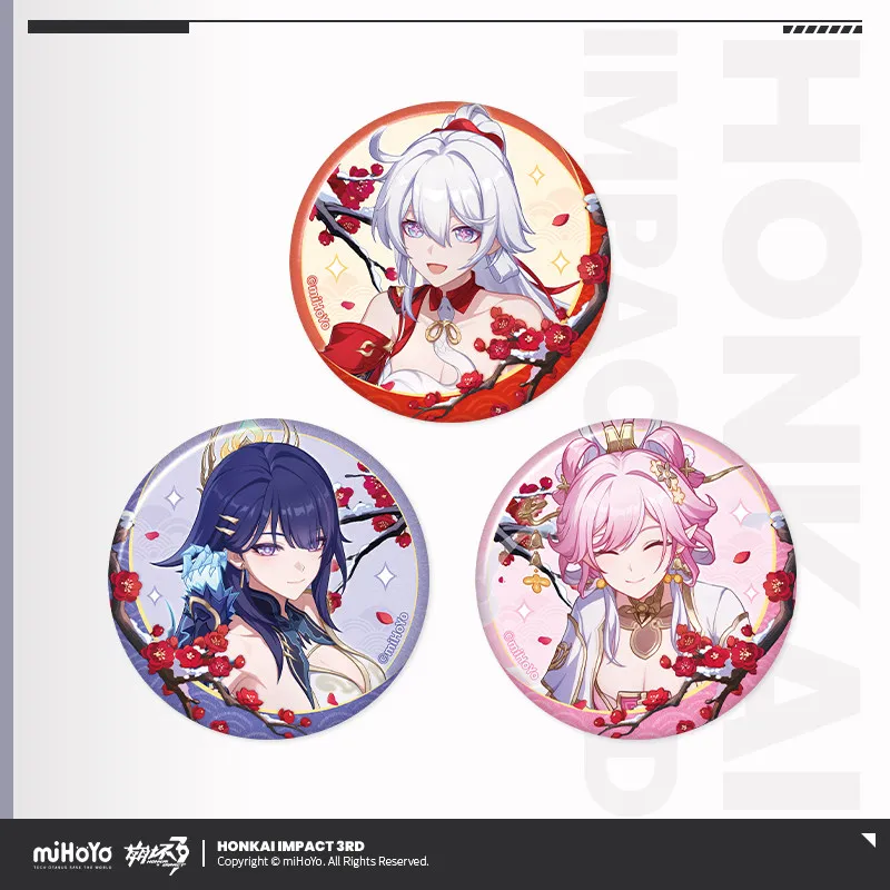 Фото Официальный значок MiHoYo Honkai Impact 3rd Kiana Kaslana Raiden Mei Elysia из серии Revelry of Dawn, жестяной значок, подарок для фанатов на Хэллоуин №2