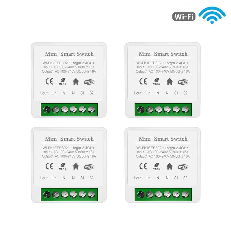 

IHSENO 16A Tuya WiFi Mini DIY Smart Switch 2-стороннее управление Модуль автоматизации умного дома через приложение Alexa Google Home Alexa Smart Life