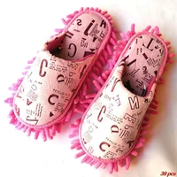 unisex washable letter coral fleece home lazy mop slippers foot shoes dusting floor washable polishing quick cleaning house use
