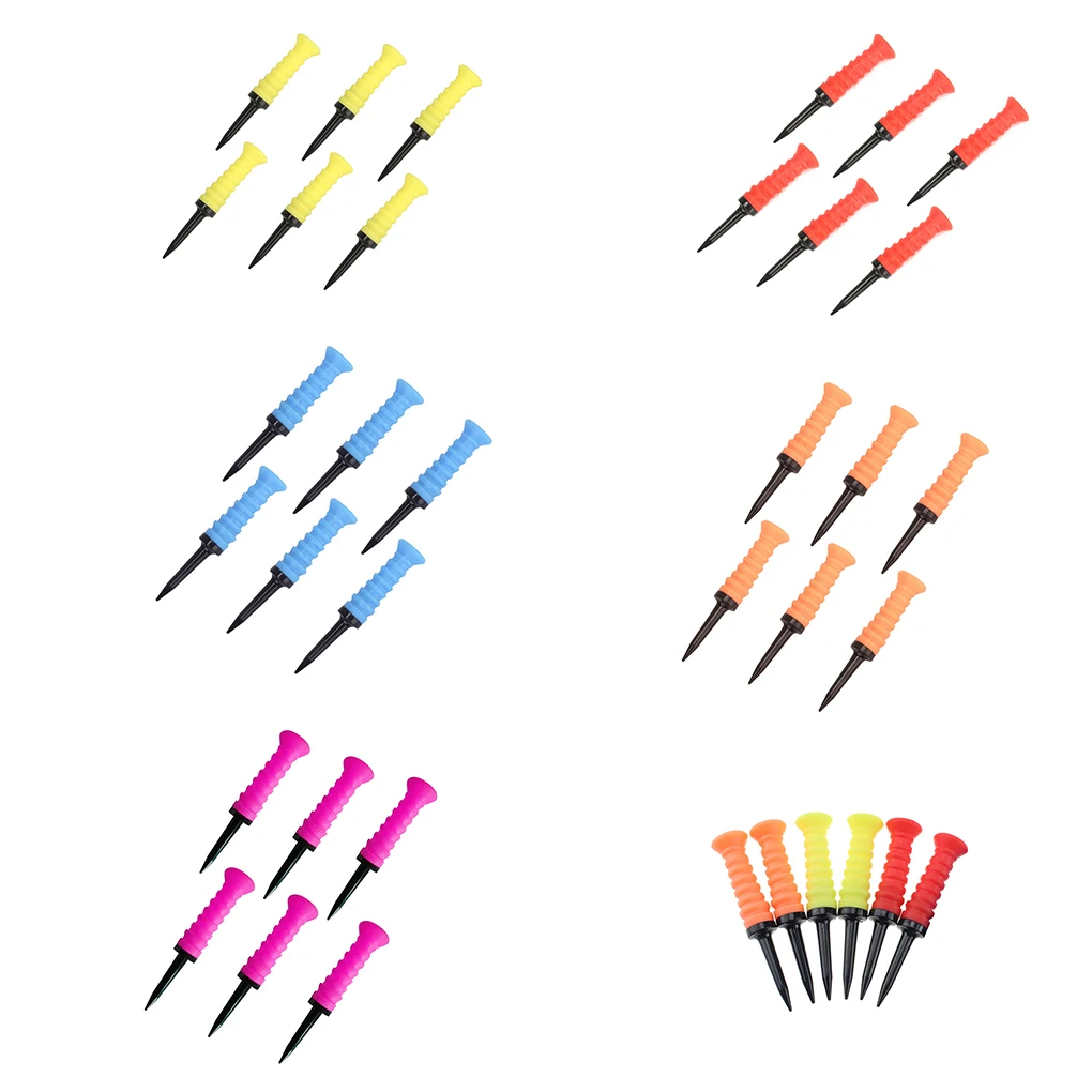 

Pack of 6 Rubber Golf Tee Ball Stud Nail Tees Holder Golfing Sports Training Practice Aids Supplies for Golfer