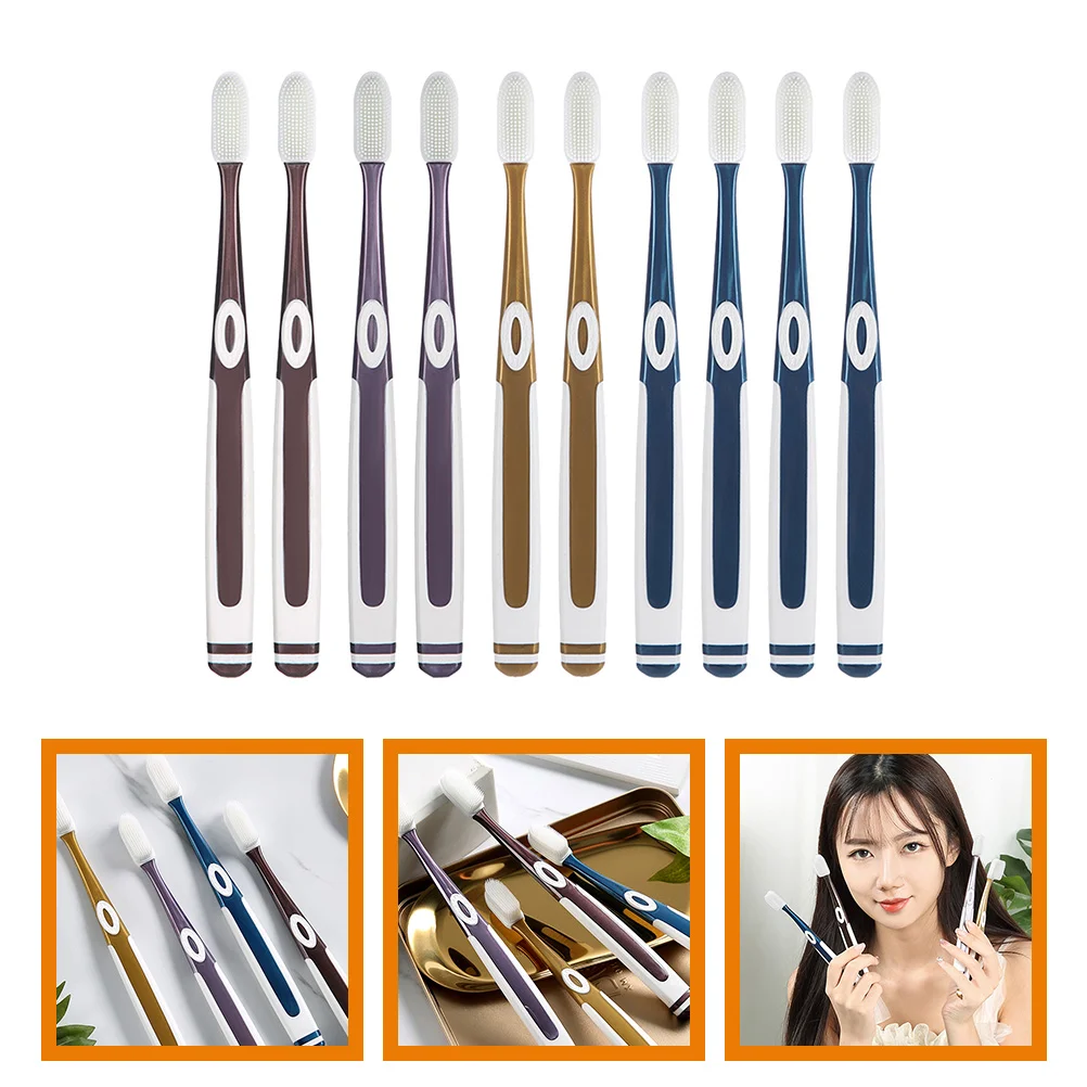 

10 Pcs Tooth Brush Convenient Toothbrushes Cleaner Teeth Men Combo Pack Silica Gel Female Supply Fiber Miss Adult Women