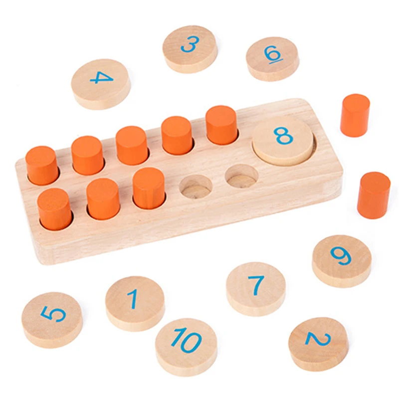

Kids Montessori 1-10 Numbers Counter Wooden Math Toy Learning Digital Board Ten-Frame Cognition Counting Sensory Education Games