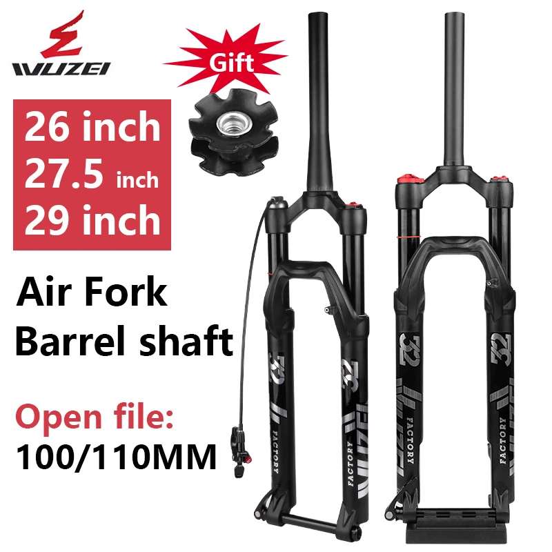 

WUZEI Mountain Damping Front Fork 26/27.5/29er Rebound Air Fork Straight/Tapered Tube Lockout Magnesium/Alloy Fork MTB Bike Part