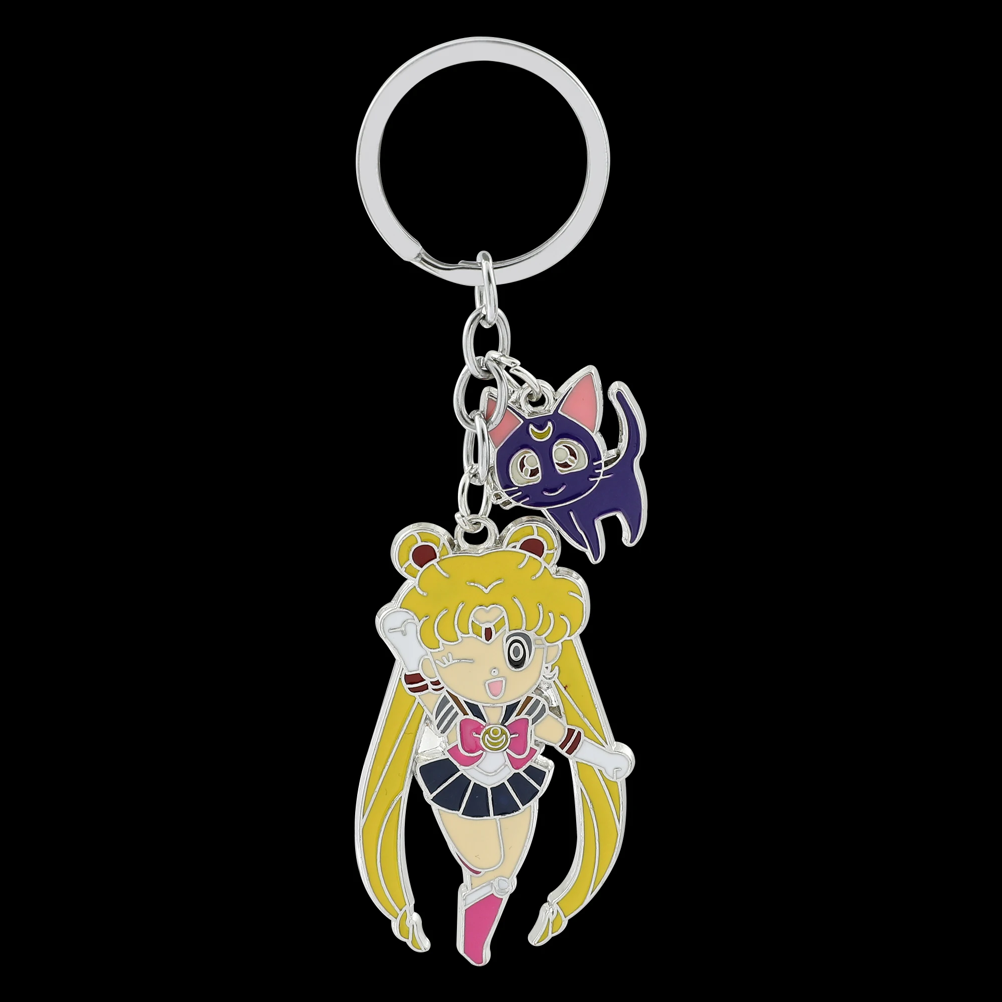 

Classic Anime Sailor Moon Pendant Keychain Cartoon Figure Tsukino Usagi Metal Keyrings for Girl Handbag Car Key Cute Accessories