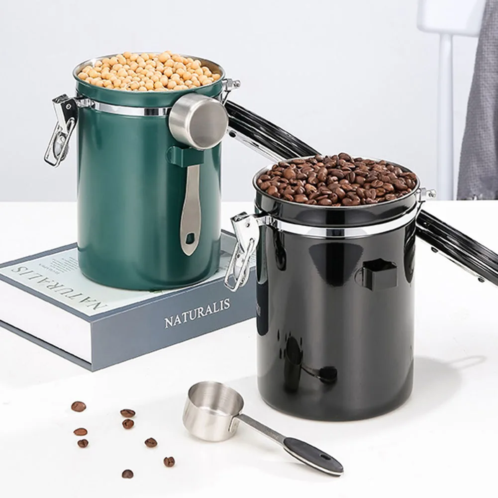 

Coffee Canister Airtight Sealed Storage Jar Stainless Steel Coffee Bean Cans Household Tea Flour Cereal Candy Containers