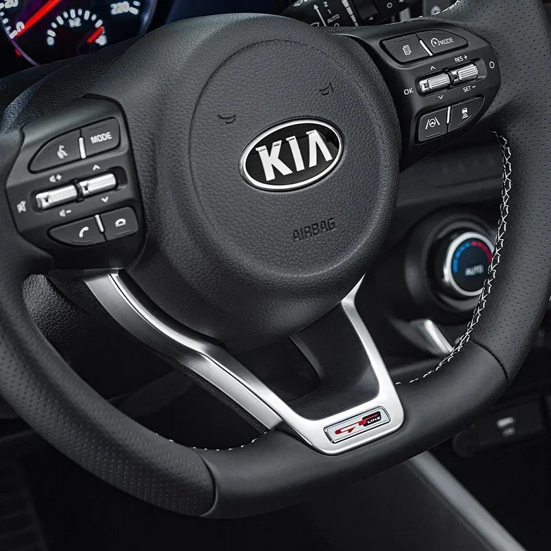 Фото Автомобильный руль, центральная эмблема, наклейки, украшения для KIA EV6 Sorento Niro Stinger Ceed Carnival K5 K9 Soul Carens VQ Cadenza №5