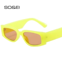 soei retro rectangle sunglasses women fashion candy color shades uv400 men square orange green sun glasses