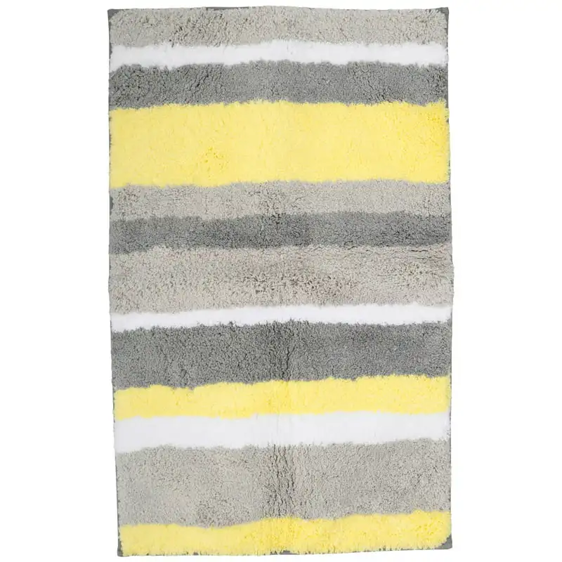 

Stripes Bathroom Shower Rug 34" x 21", Yellow /Gray