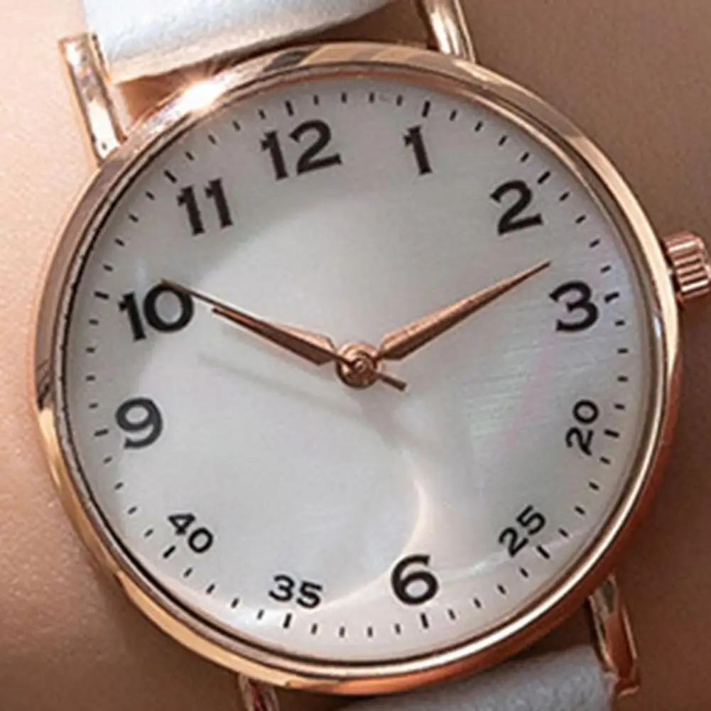 Женские цифровые часы с круглым циферблатом ремешок из искусственной кожи