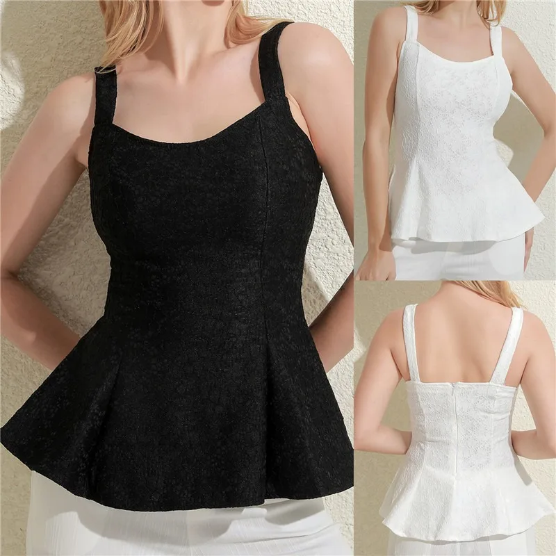 

Sexy White Zip Back Sweetheart Neck Lace Tank Top Women Summer Slim Fitted Solid 2022 Elegant High Street Vests