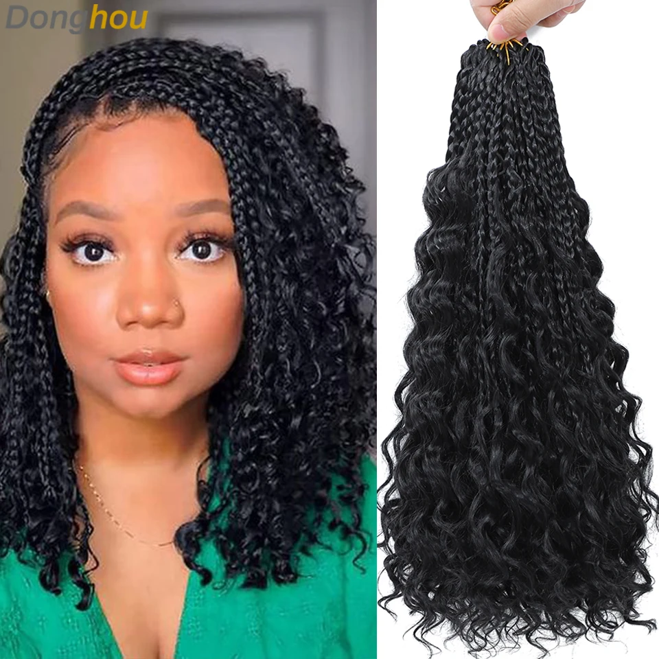 

Box Braids Crochet Hair 14 Inches Bob Goddess Box Braids Crochet Hair With Curly Ends 3X Bohemian Braiding Hair for Black Women