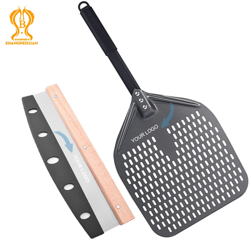Нож для пиццы анодированный SHANGPEIXUAN резак из нержавеющей стали 2 лопаты Бытовые