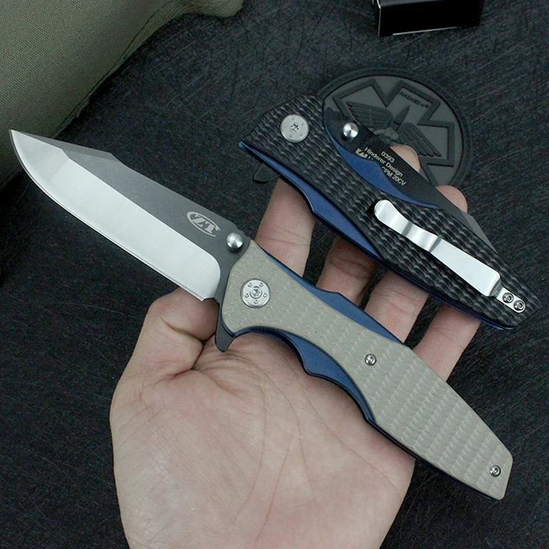 Складной нож zt0393 с нулевым допуском, 9cr14mov клинок, уличный инструмент, Охотничий Тактический Походный нож с рукояткой G10