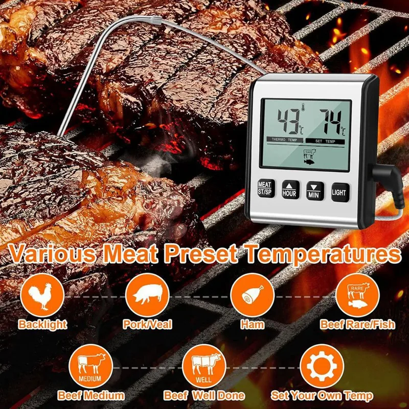 2 шт. TP710 цифровой термометр для приготовления мяса большой еды с ЖК-подсветкой и