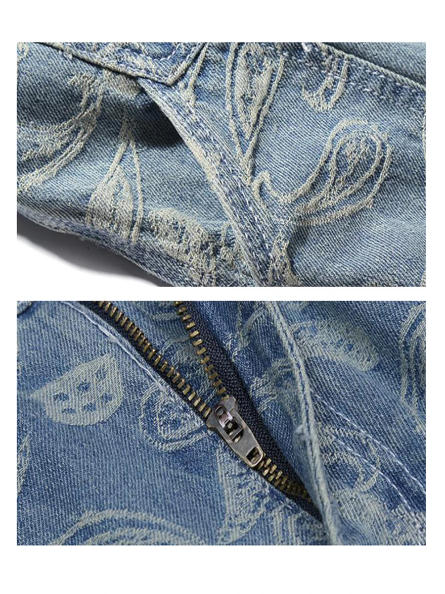 Cashew Flower Print Loose Straight Fit Jeans Men Women Y2K Baggy Pants Hip Hop Style Streetwear Hot Sale Mens Pants clothes