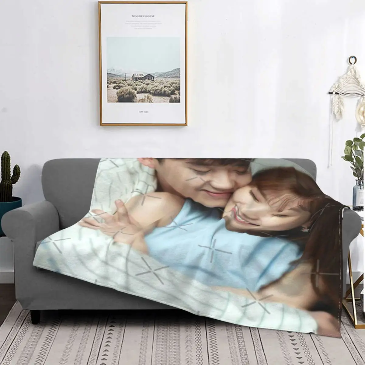 

С двумя мирами 8-Manta a cuadros para cama, manta con capupara cama