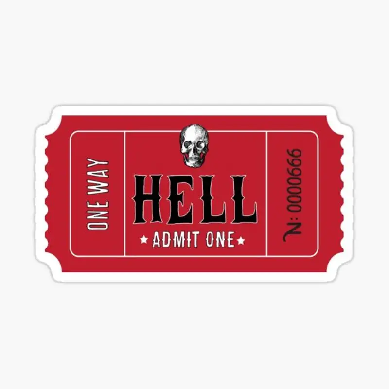 

Забавный шлем билет в Hell-Cool, мотоциклетная или бампер-наклейка для декора ноутбука, милый мультяшный рисунок