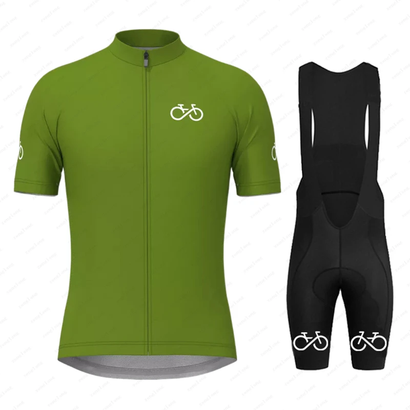 Купи Men's Green Cycling Jersey Set MTB Uniform Bike Wear Ropa Ciclismo Bicycle Clothes Men Short Cycling Clothing Maillot Culotte за 482 рублей в магазине AliExpress