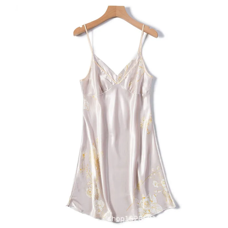 Women's Sleepwear 2 Pcs Sets Satin Silk Sleepwear Long Sleeve Robe Nightgown and Sling Sleep Dress Pajamas Set