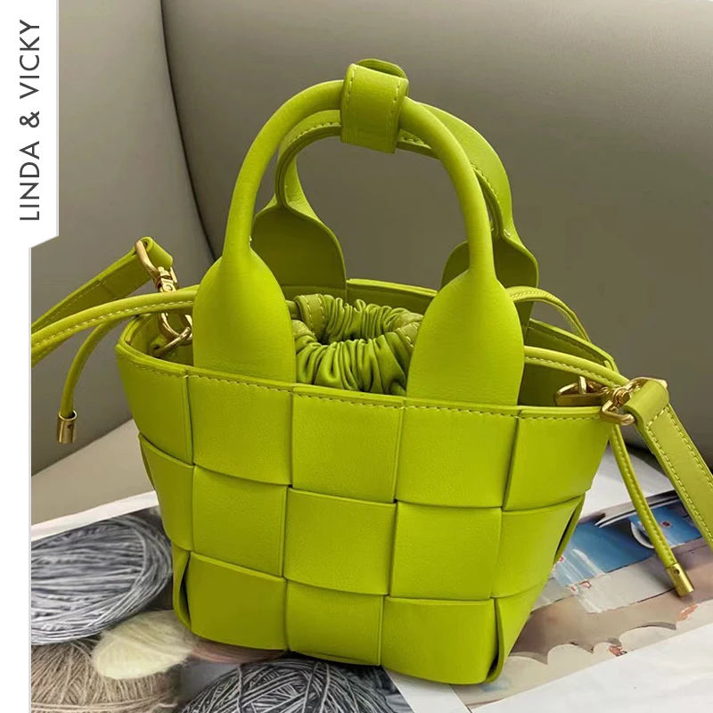 Women Manual Weaving Cowhide Handbag 2022 Fashion Genuine Leather Crossbody Shoulder Bags Luxury Designer Vegetable Basket Bag