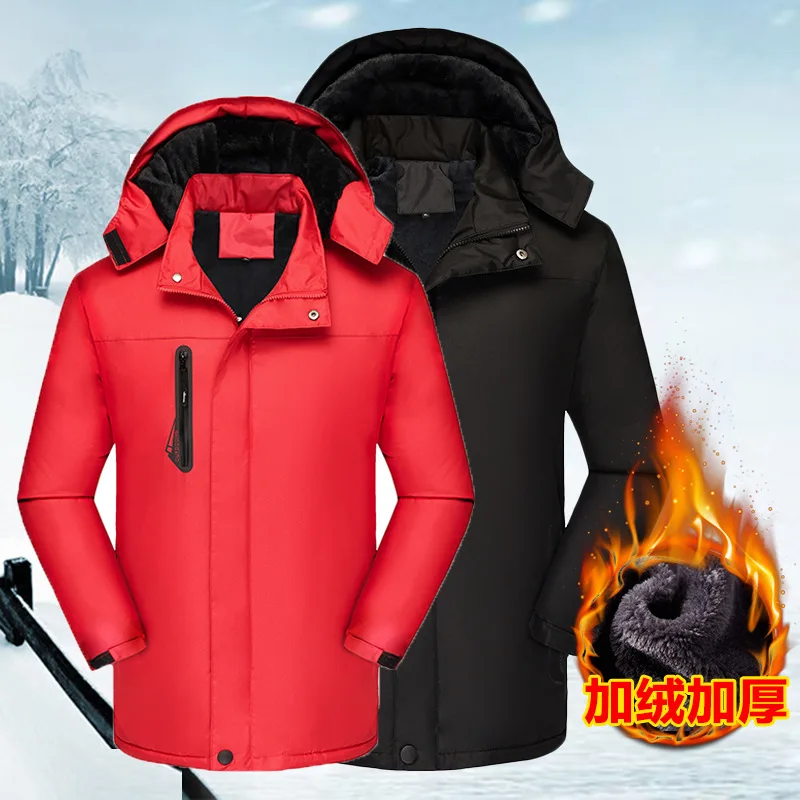 

Autumn and winter thick jackets plus velvet and thick men's outdoor waterproof, windproof and warm mountaineering ski clothing