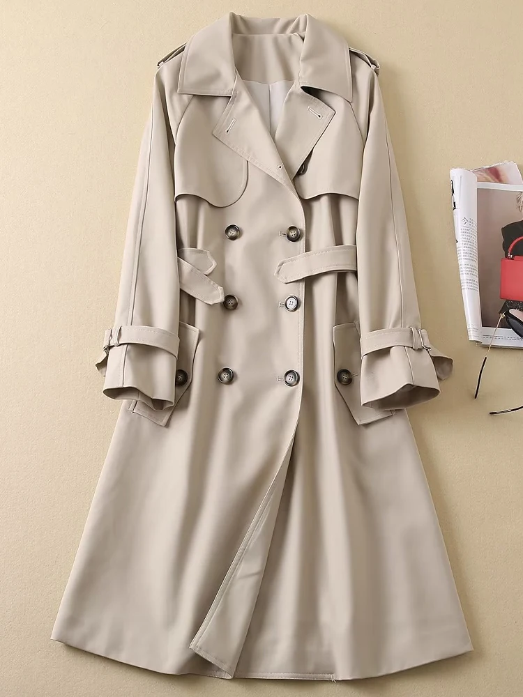 

Тренчкот высокого качества, осенняя новинка, женская модная повседневная винтажная элегантная женская куртка с длинным рукавом, на пуговицах
