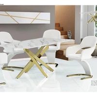 luxury design luxury classic dining table tempered glass with stainless steel frame