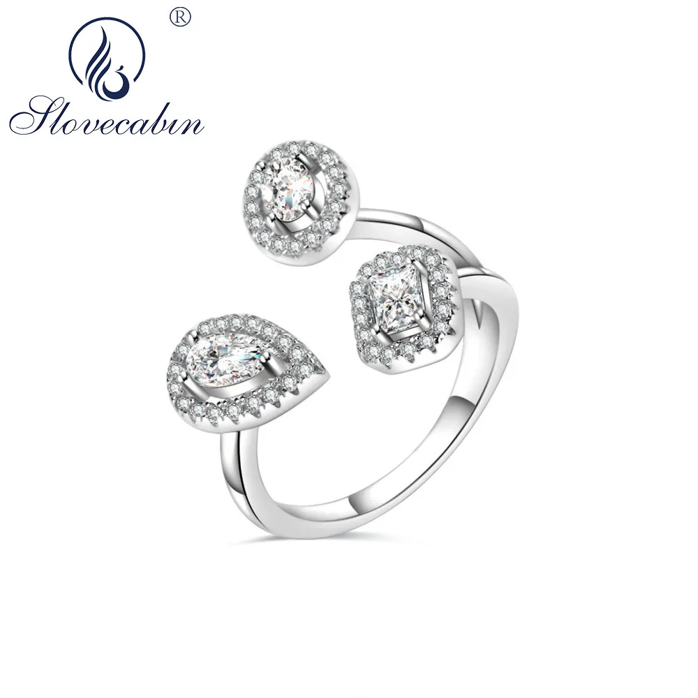 

Женское асимметричное кольцо с камнем в виде капли воды из серебра 925 пробы