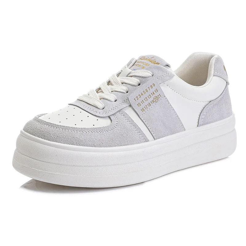 

White Genuine Leather Sneakers Women's Sports Shoes Fashion Woman Sneakers 2022 Platform Sneakers Woman Designer Flat Shoes