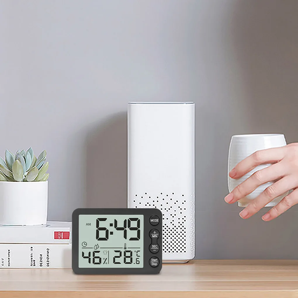 

Kitchen Temperature Humidity Meter Baking LCD Screen Timer Bedroom Digital Snooze Clock Electronic Alarm