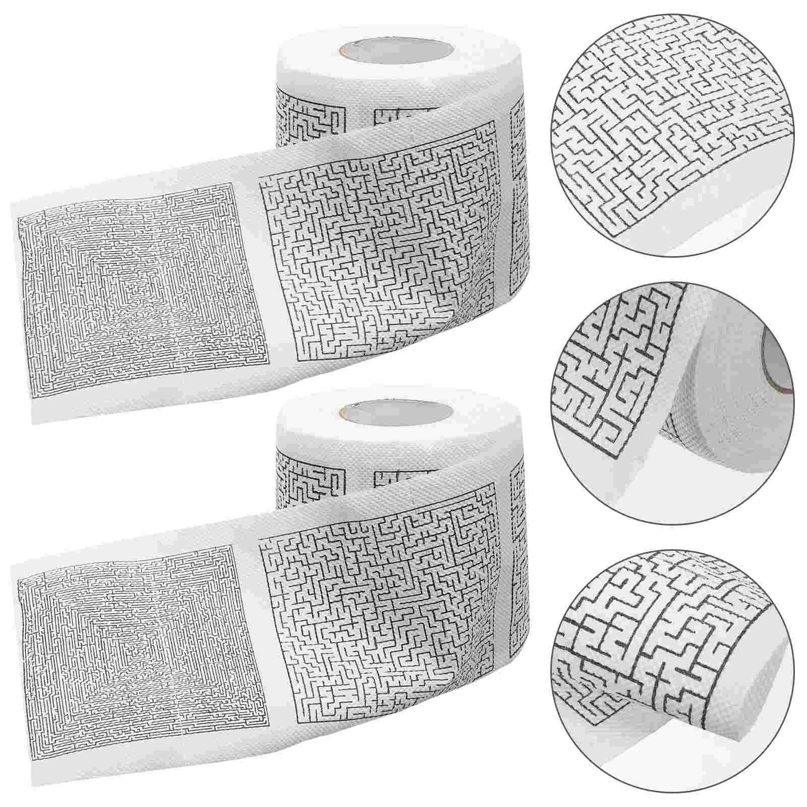 

2 Rolls Colorful Napkins Maze Printing Toilet Paper Tissue Sanitary Pattern Papers Bathroom Wood Pulp Used